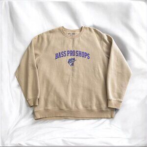 Bass Pro Shops Embroidered Graphic Crewneck Sweatshirt Tan/Beige Men’s XXL